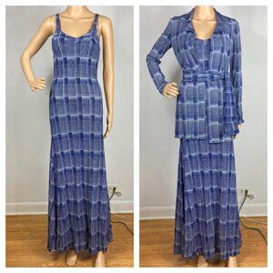 Vtg 1970s Diane Von Furstenberg 3 Pc Jersey Dress Wrap Jacket Sash Tie Silky